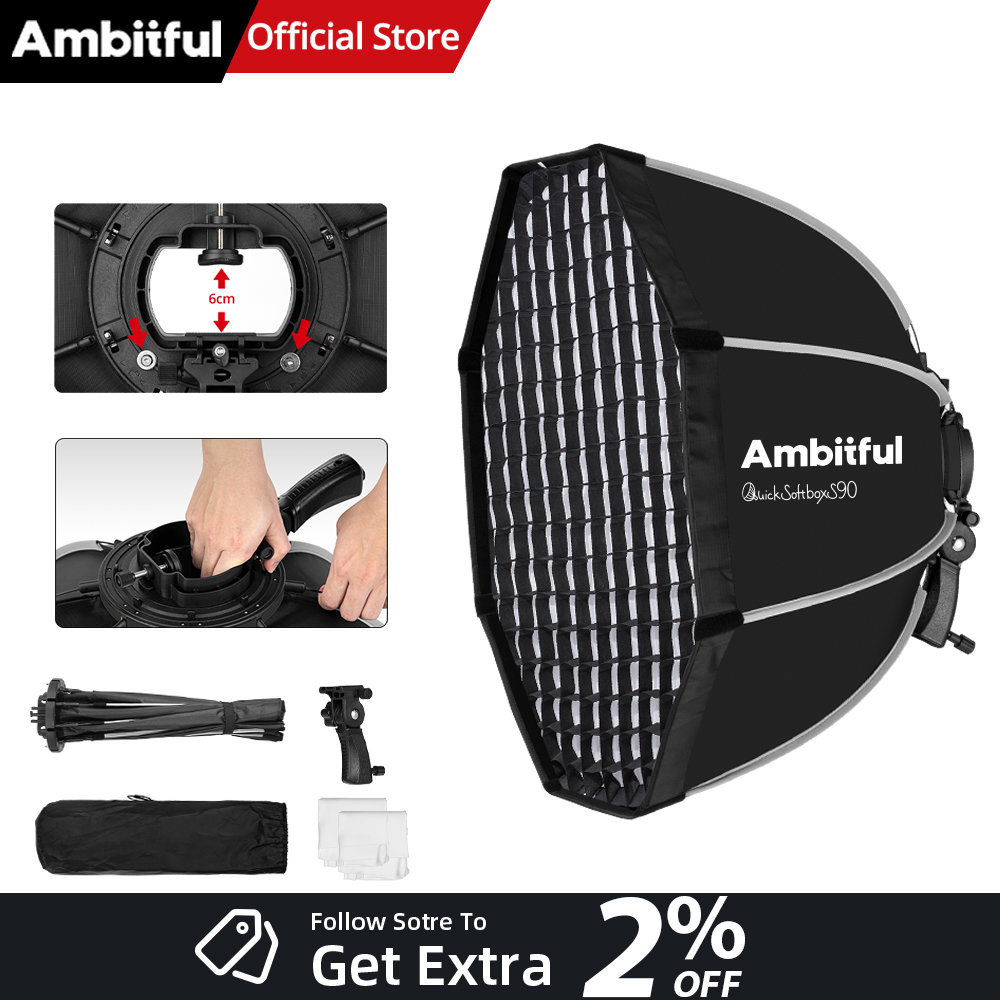 AMBITFUL Softbox Octogonal de  - Photography Umbrella Diffuser avaliação e preço
